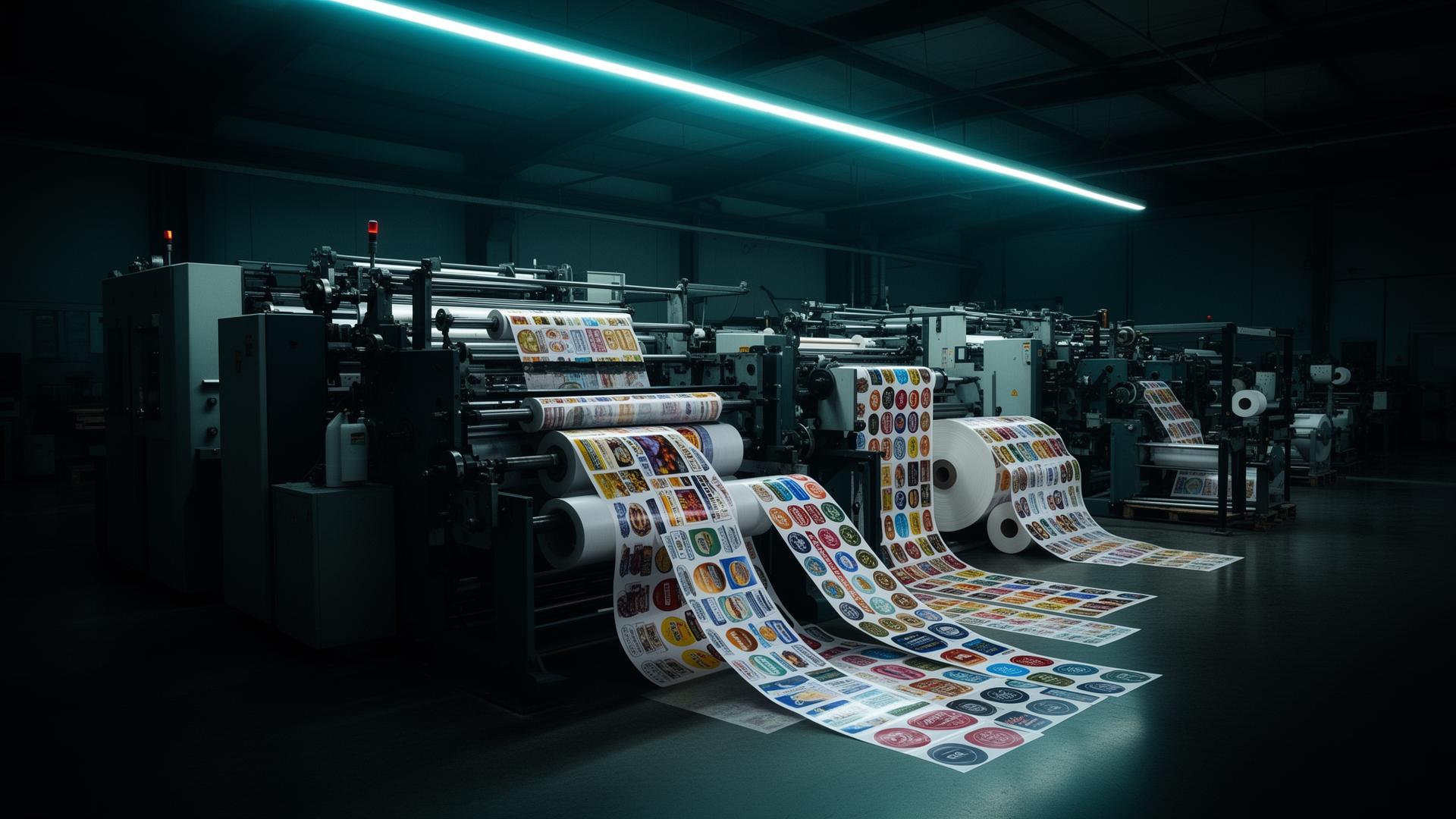 Interior da fábrica de rótulos da Oliver Print
